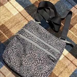 Baggallini Black and Gray Floral Crossbody Bag